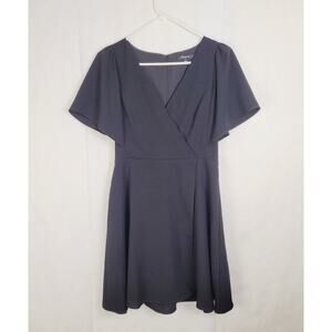 Madewell black faux wrap flutter sleeve dress Size 4 LBD Feminine Classic